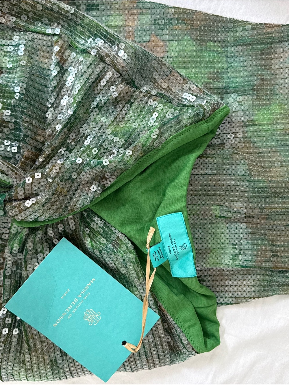 Zara Green Sequined Mini Skirt